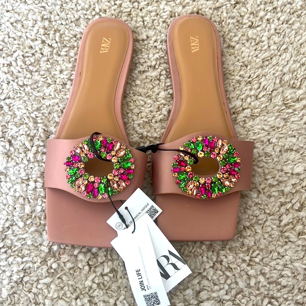 Zara sparkly slides size (40)US(9)